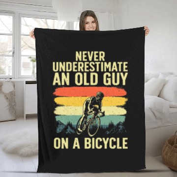 Discover Cool Cycling Art For Men Grandpa Bicycle Riding Fleece Blankets