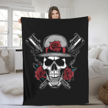 Discover Skeleton Roses Guitar Skull Roses Guns Fleece Blankets