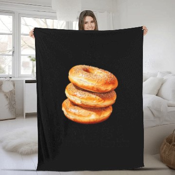Discover Bagel Lover For Men BreakFast Jewish Food Beigel Fleece Blankets