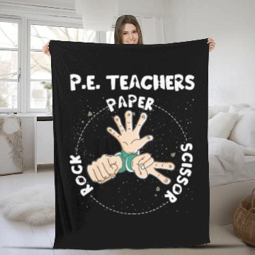 Discover Physical Education PE Teacher Rock Paper Scissor Fleece Blankets