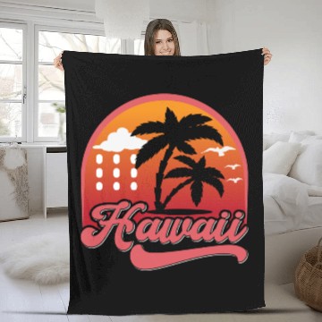 Discover Island Sunset Aloha Paradise Hawaiian sunset Fleece Blankets