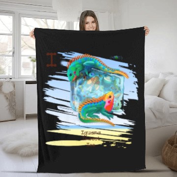 Discover Unique Creative Cute I Alphabet Iguana Insect Ice Fleece Blankets