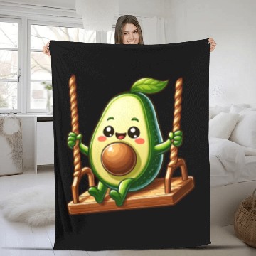 Discover Avocado on a Swing Fleece Blankets