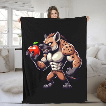 Discover Hyena Enjoying Apple Fitness Workout Fleece Blankets