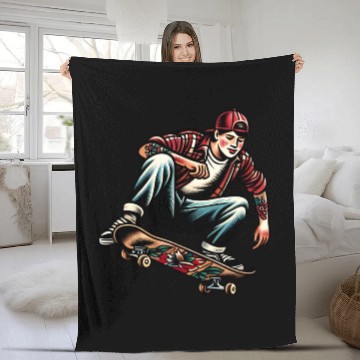 Discover AI Old School 90s Teen Skater Fleece Blankets