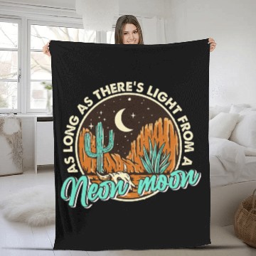 Discover Neon Moon Cactus Country Mountain Western Cow Fleece Blankets