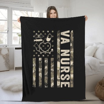 Discover VA Nurse Camouflage Patriotic US Flag Nurse Life Fleece Blankets
