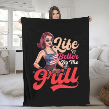 Discover 4th Of July BBQ Better By The Grill Fleece Blankets