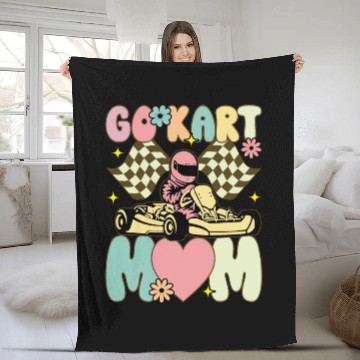 Discover Go Kart Mom Groovy Racing Mom Karting Racer Fleece Blankets