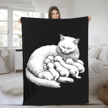 Discover Breastfeeding Mother Cat Fleece Blankets