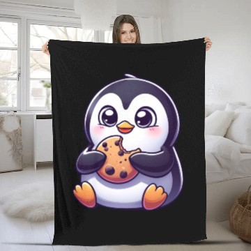 Discover Penguin Cookie Sweet Dessert Biscuit Fleece Blankets