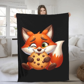 Discover Red Fox Cookie Sweet Dessert Biscuit Fleece Blankets