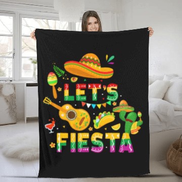Discover Funny Cinco De Mayo Mexican Guitar Cactus Let's Fi Fleece Blankets
