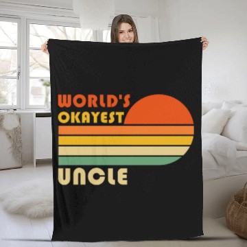 Discover World's Okayest Uncle Funny Retro Vintage Fleece Blankets