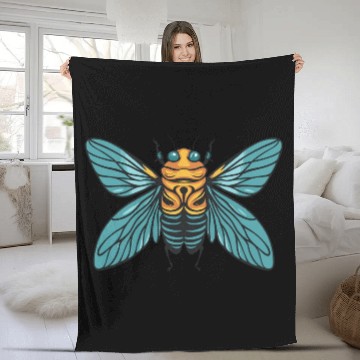Discover Funny Cicada Retro Vintage Cicada 2024 Invasion Fleece Blankets