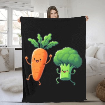 Discover Carrot and broccoli dancing Fleece Blankets