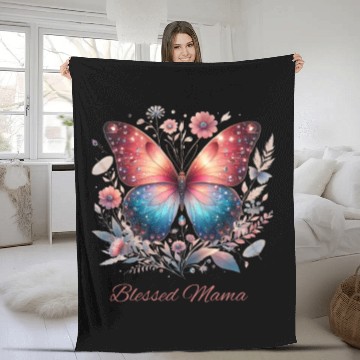 Discover Floral Butterfly Blessed Mama Fleece Blankets