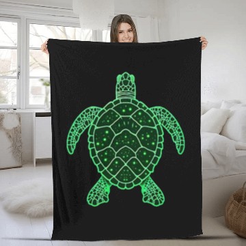 Discover Green Space Turtle Fleece Blankets