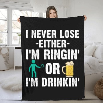 Discover Funny Drinking Horseshoe Pitching Fleece Blankets