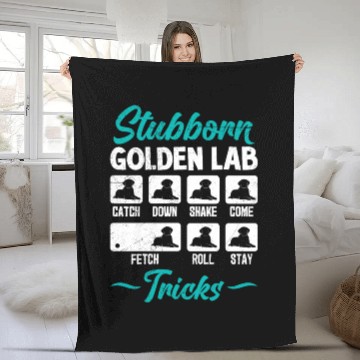 Discover Labrador STUBBORN GOLDEN LAB TRICKS Labrador Fleece Blankets