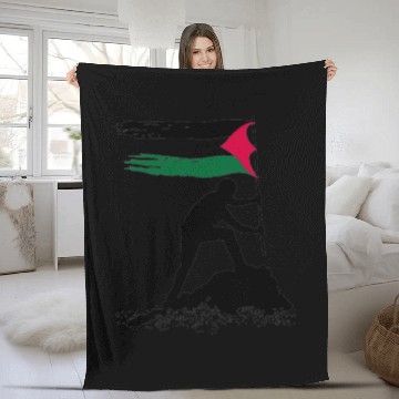 Discover free palestine standing flag silhouette Fleece Blankets
