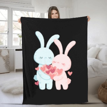 Discover Whimsical Duo: Creative Couple Graphics Design Fleece Blankets