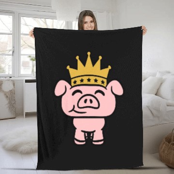 Discover Pig King Queen Crown Prince Princess Piggy Piglet Fleece Blankets