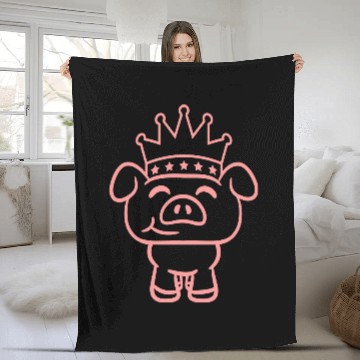 Discover Pig King Queen Crown Prince Princess Piggy Piglet Fleece Blankets
