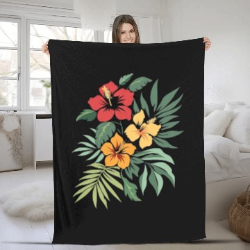 Discover Hibiscus Fleece Blankets
