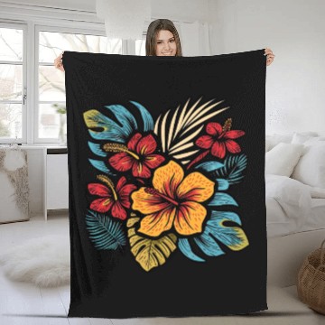Discover Hibiscus Fleece Blankets