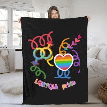 Discover LGBTQIA+ Pride Rainbow Heart Fleece Blankets