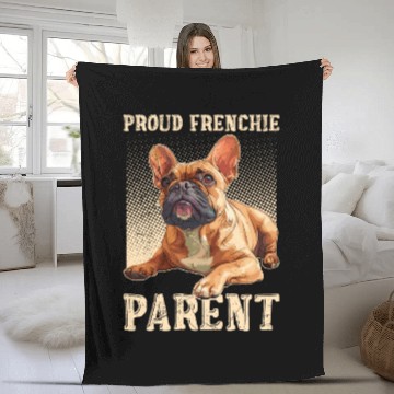 Discover French Bulldog Proud Frenchie Parent Owner Fleece Blankets