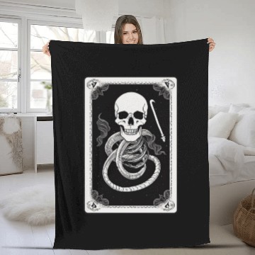Discover Skull Tarot Card Reader Astrology Occult Fleece Blankets