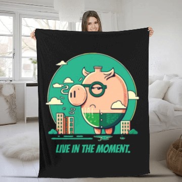 Discover Live in the Moment Pig Fleece Blankets