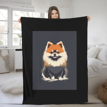 Discover Pomeranian Dog 2 - Japanese Old Vintage Fleece Blankets