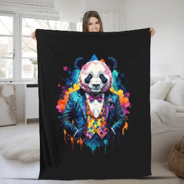 Discover Panda in suit Fleece Blankets