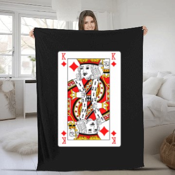 Discover King of Diamonds Playing Card Fleece Blankets