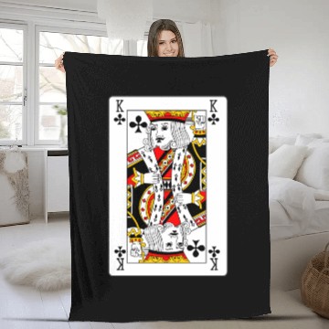 Discover King of Clubs Playing Card Fleece Blankets
