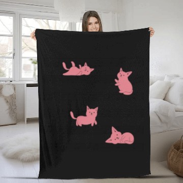 Discover Kawaii Cat Playing On Piano Musical Notes Musician Fleece Blankets