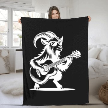Discover Goat Guitarist Band Design In White Fleece Blankets