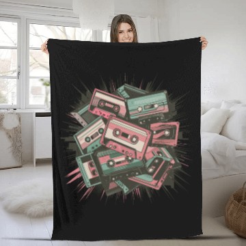 Discover 80s Retro Cassette Classic Cassette Tape for a Fleece Blankets