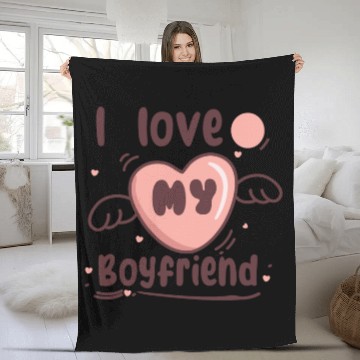 Discover i love my boyfriend Fleece Blankets