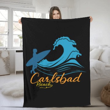 Discover CARLSBAD BEACH San Diego California Fleece Blankets