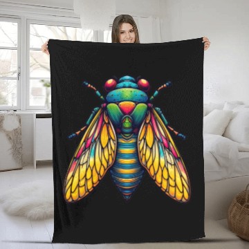 Discover Colorful Cicada Insect Great Eastern Brood Cicada Fleece Blankets