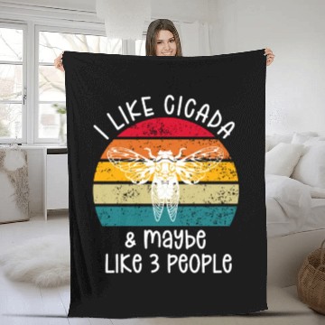 Discover I Like Cicada & Maybe Like 3 People, Retro Sunset Fleece Blankets