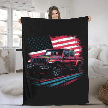Discover Jeep Gladiator JT US Flag Fleece Blankets