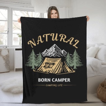 Discover Natural born camper Camping life Fleece Blankets