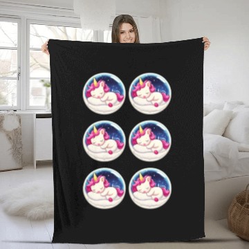 Discover Unicorn sticker set Fleece Blankets