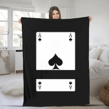 Discover Playing card ace of spades with banner space Fleece Blankets