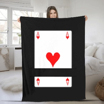 Discover Playing card ace of hearts with banner space Fleece Blankets